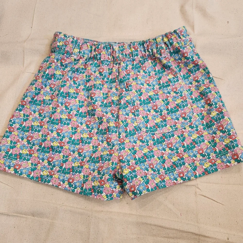 Mini Boden Floral Print Shorts Girls 12 13 Y Cotton Blend Button 12-13